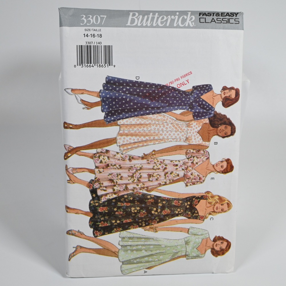 Butterick Sewing Pattern 3307 Misses 14-16-18 Uncut Factory Folded